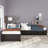 Twin Size L Shape Platform Bed Frame With Trundle, Rawers And Built-In Table-61833281