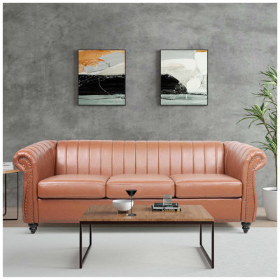 83.46'' Faux Leather Sofa
