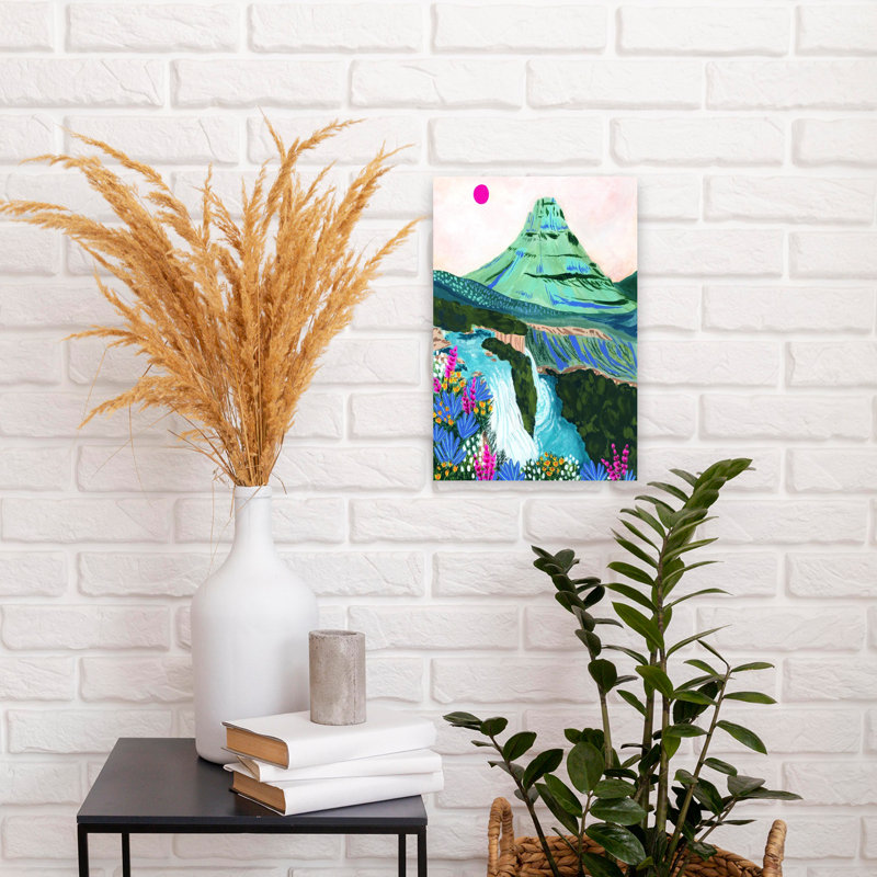 «Vibrant Mountain Falls», art floral contemporain abstrait coloré, H 18 po x l 12 po