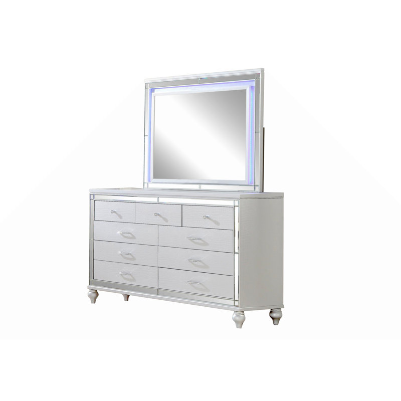 Commode à miroir avec cadre en bois
