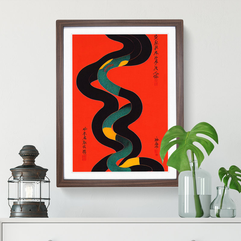Painted Snake No.1 Abstract - Wall Art, 64cm H x 46cm W x 2cm D, Walnut