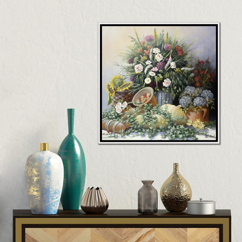 Citrouilles - reproduction d'art murale - toile encadrée, Impression encadrée sans passe-partout, H 18 po x l 18 po, Blanc