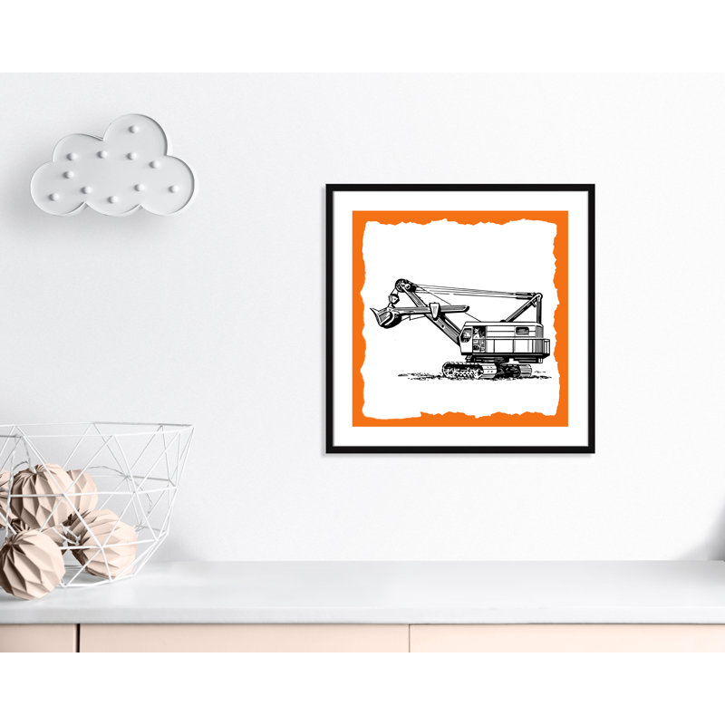Avertissement 3 enfants, impression sur papier, H 27,5 po x l 27,5 po x P 1,19 po, Encadré de boîte noir