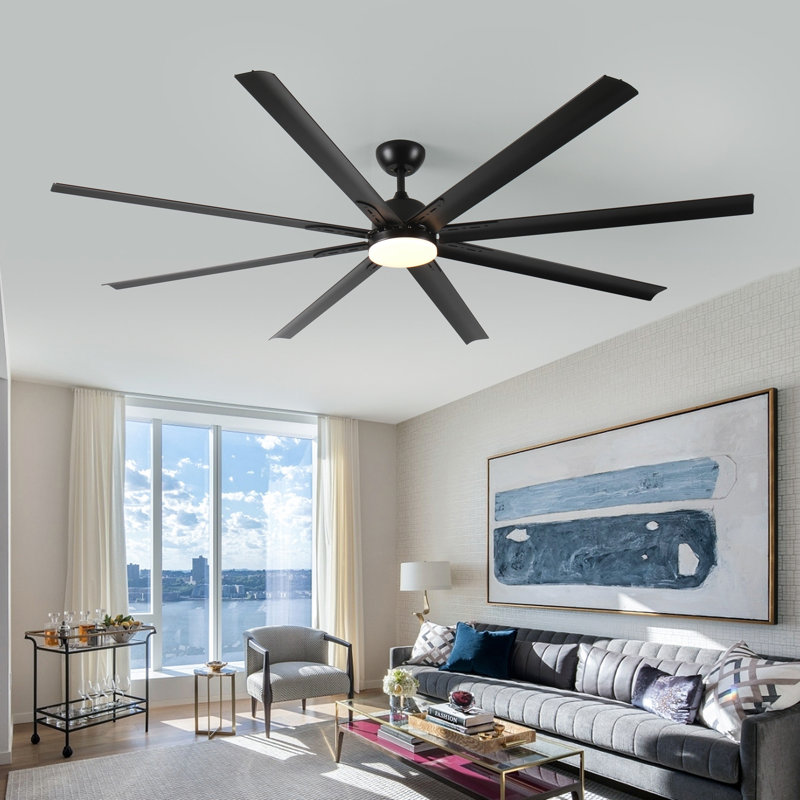 Très grand ventilateur de plafond noir 84 po avec télécommande