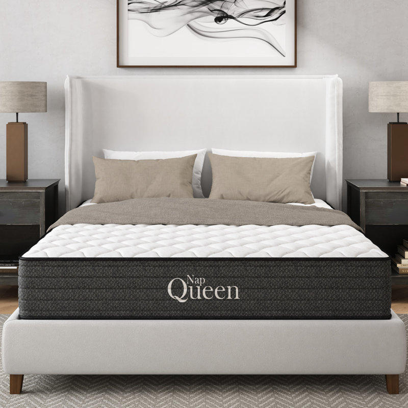 Matelas simple en gel rafraîchissant de 12 pouces avec certification - US, pour soulagement, faible transfert de mouvement, eau, s'adapte à la base réglable, gris et blanc, mousse à mémoire de forme à l'intérieur, fabrication à ressorts