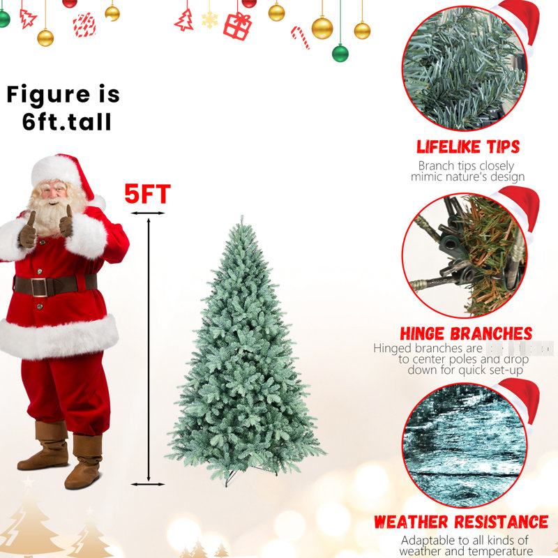 Arbre de Noël 7,5 pi bleu, 2148 pointes, aspect corsé d'aspect naturel, support en métal renforcé pour arbre des Fêtes avec teinte, installation rapide, présentoir de fêtes robuste
