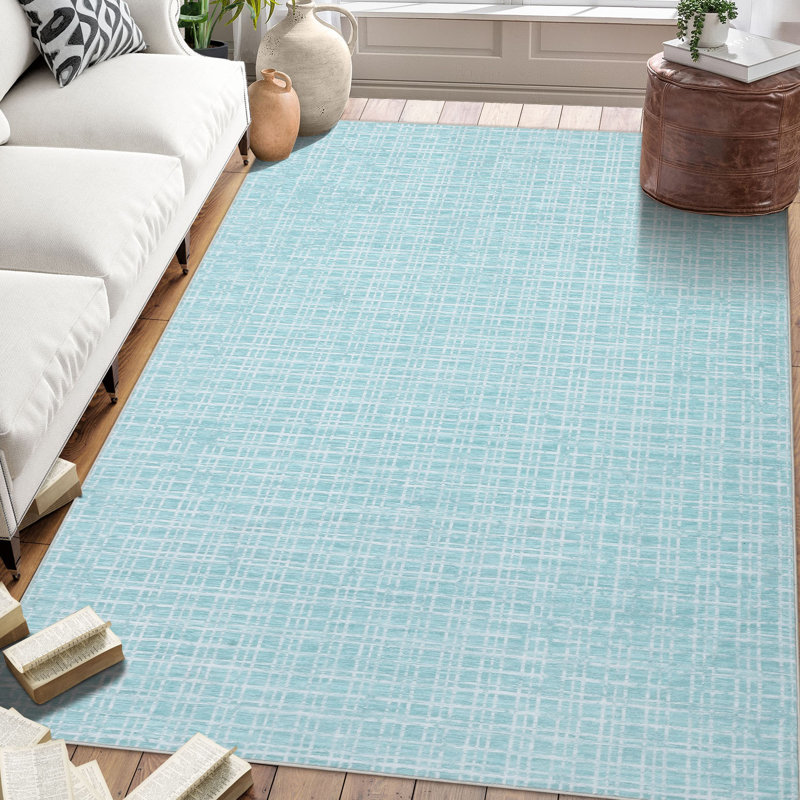 Lavarious Washable Plaid Indoor Rug, Rectangle 4' x 6'
