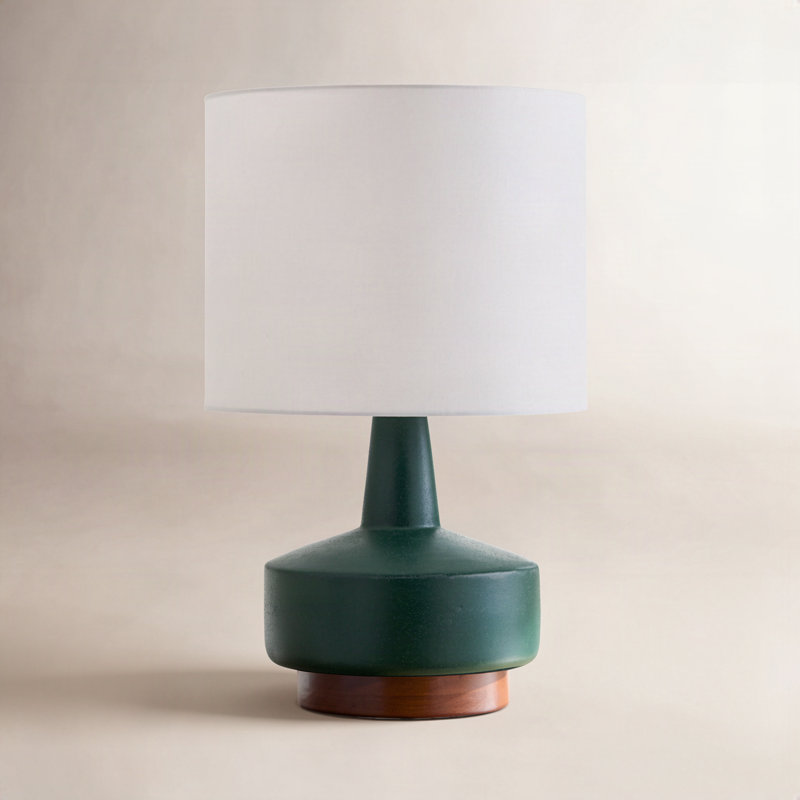 Minta Ceramic Table Lamp, Green, White