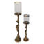 Grand porte-bougie pilier sculptural moderne pour décoration de table - Porte-bougie élégant pour une décoration intérieure - Ensemble de 2, 30 po, 21 po, doré