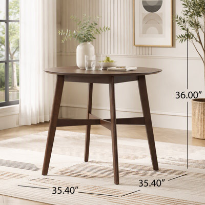 Mid-Century Counter Height Round Table with Splayed Rubberwood Legs