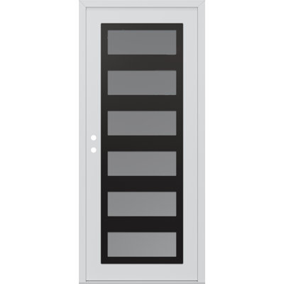 C9 Left-Hand 36 In. X 80 In. Panel Black Steel White And White Clear Glass Prehung Front Entry Door