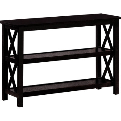 Table de style transitionnel, finition profonde, deux tablettes pour un rangement pratique