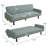 77.5" Square Arm Futon Sofa Bed Upholstered 3 Seat Couch For Home Office, Flannel, Light Green-1794796006
