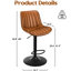 Tabouret de bar pivotant en cuir brun de 2, réglable en hauteur
