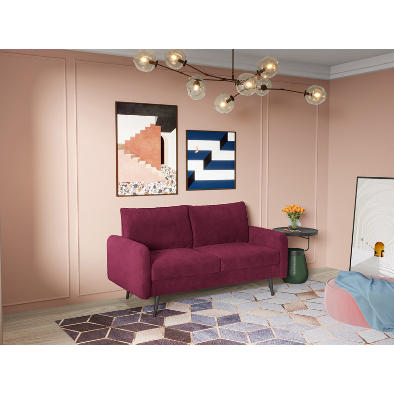 Canapé à accoudoirs arrondis 70 po Elle-Jade, Velours doré, H 33 po x l 58 po x P 30 po