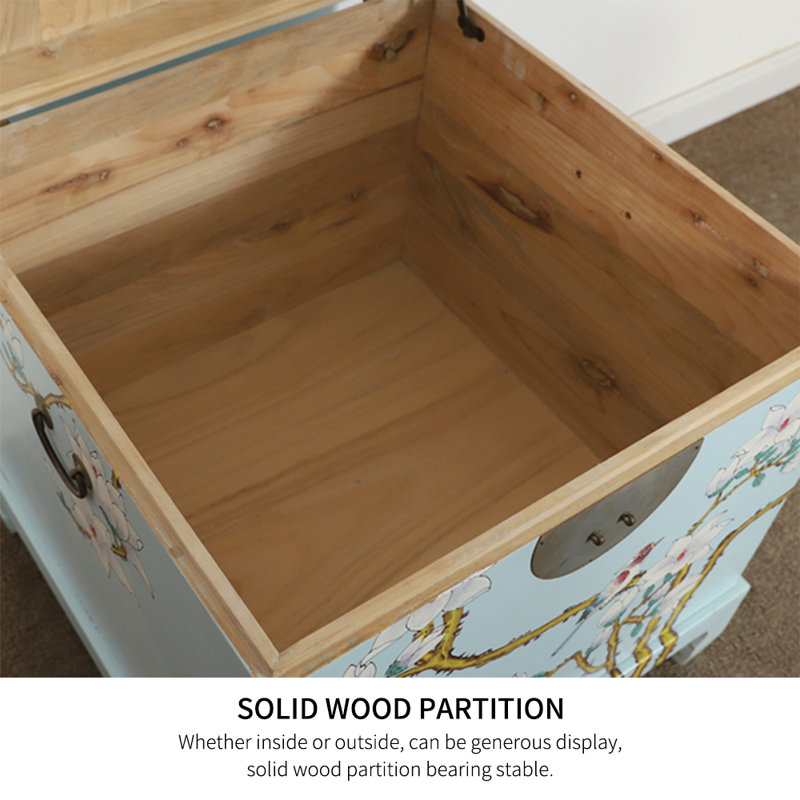 Small Blue Painted Simple Wooden Accent Trunk