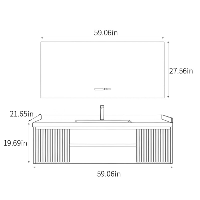 Light luxury modern simple bathroom cabinet, 19.69" H x 59.06" W x 21.65" D