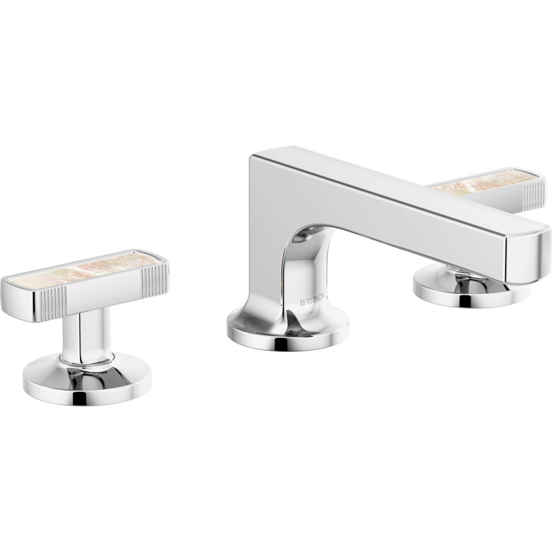Kintsu® Widespread Lavatory Faucet with Low Spout, Polished Chrome, 1.2, Knob Handle with Mother of Pearl Inlay