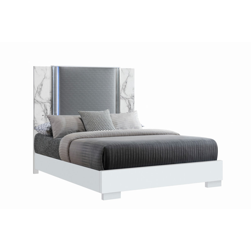 Moon White Marble Bed W/LED
