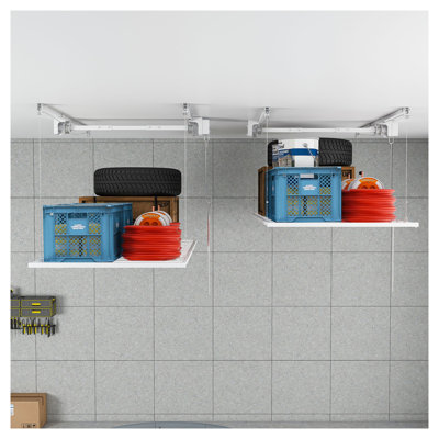{Old: W2700P346224} Support de rangement pour garage 3 x 6 pi pour plafonds hauts 10 à 12 pi, fabrication tout acier d'une capacité de 370 lb avec verrou de sécurité (installation requise, organisateur de garage robuste)