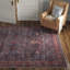 Lotte Oriental Machine Washable Flatweave Area Rug in Navy Blue/Brick Red-1084075947