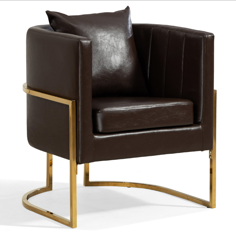 Fauteuil demi-tonneau en similicuir, Brun