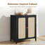 Buffet moderne l 63 po avec portes en rotin et tablettes réglables (ensemble de 2)-601455241