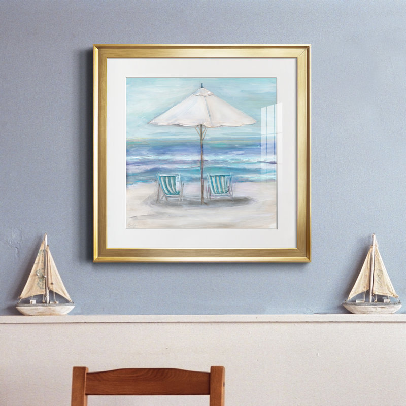 Gulf Shores II - peinture encadrée, H 17,5 po x l 17,5 po x P 1,5 po, Encadrement doré