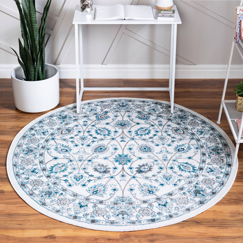 Esveidy Ikat Indoor Rug, Round 5'