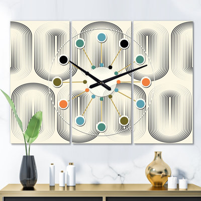 Horloge murale minimal incurvée rétro Mid-Century