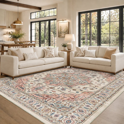 Tapis lavable rétro, tapis à poils courts ultra-doux et antidérapant