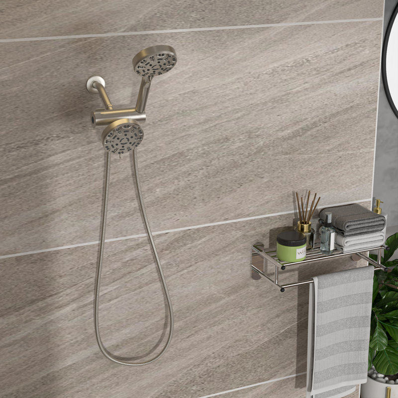 Multi Function Dual Shower Head  Shower System With 4.7" Rain Showerhead, 8Function Hand Shower, Brushed Nickel
