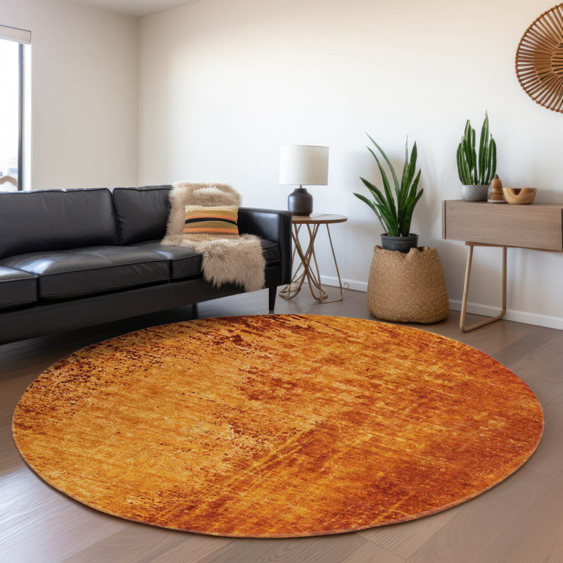 Paprika Cerrito AMF554 Machine Washable Premium Rug, Rond 8 pi