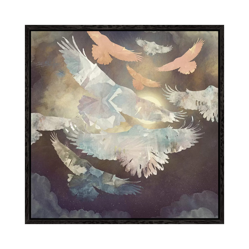 Moonlight Flight - Print on Canvas, Black Framed, 66.04 cm H x 66.04 cm W