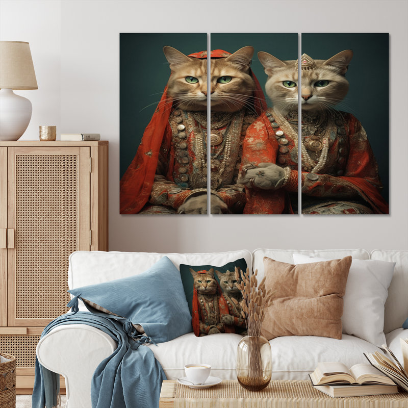 «Cats In Retro Fashion - Animals», ensemble de reproductions d'art mural, H 28 po x l 36 po x P 1 po