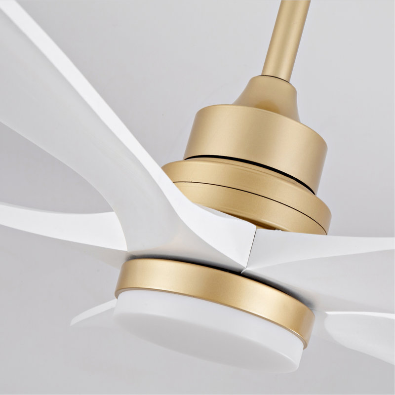 Hot Sales 42 Inch Indoor Ceiling Fan With Dimmable LED Light 5 Solid Wood Blades Remote Control Reversible DC Motor, Gold