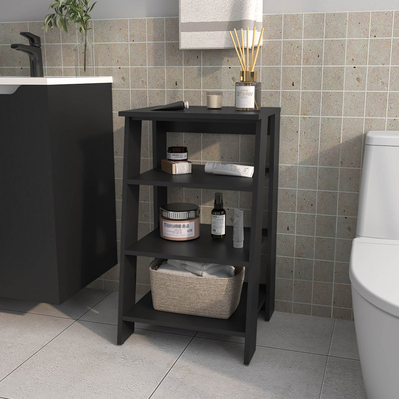 Rangement à 4 niveaux pour tablettes de salle de bain Bathbi, Noir