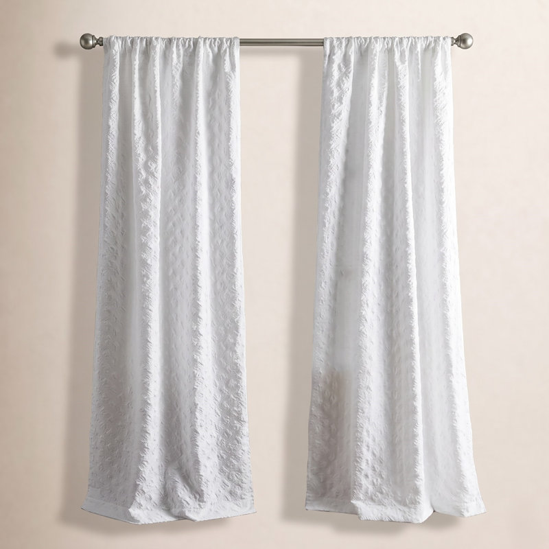 Peri Home Diamond White Curtain Panel Pair, 38" x 108" 