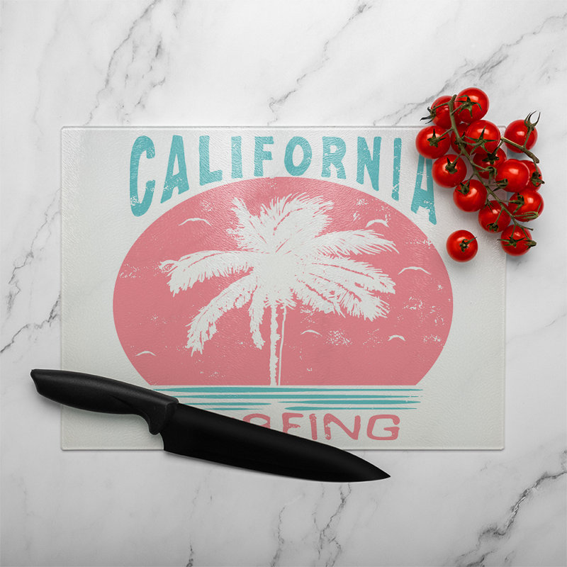 California Surfing Glass Chopping Board