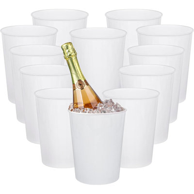 12 Pack Ice Buckets For Parties Plastic Wine Cooler For Champagne Beverage Soda And Beer Classic Wine Bottle Chiller For Wedding Versatile Buckets As Vase Flower Pot Or Trash Bin