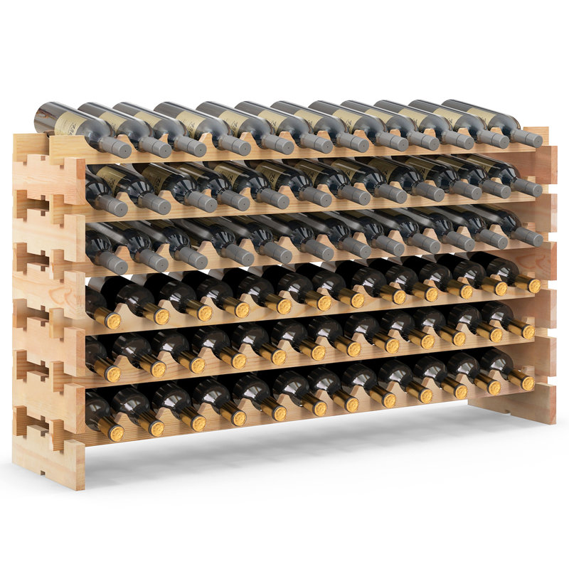 Solid Wood Standard Wine Bottle Rack Yellow