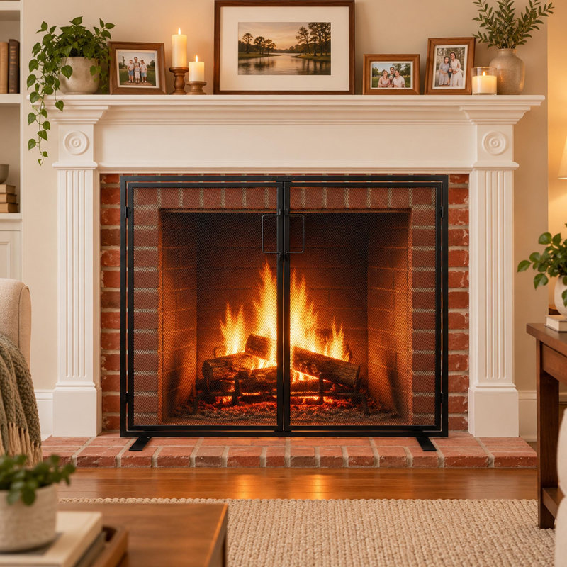 1 Panel Iron Fireplace Screen