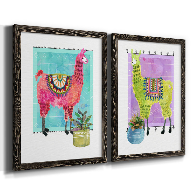 «Lovely Llama III», ensemble de 2 reproductions d'art, H 24 po x l 36 po x P 1,5 po, H 31,5 po x l 47 po x P 1,5 po