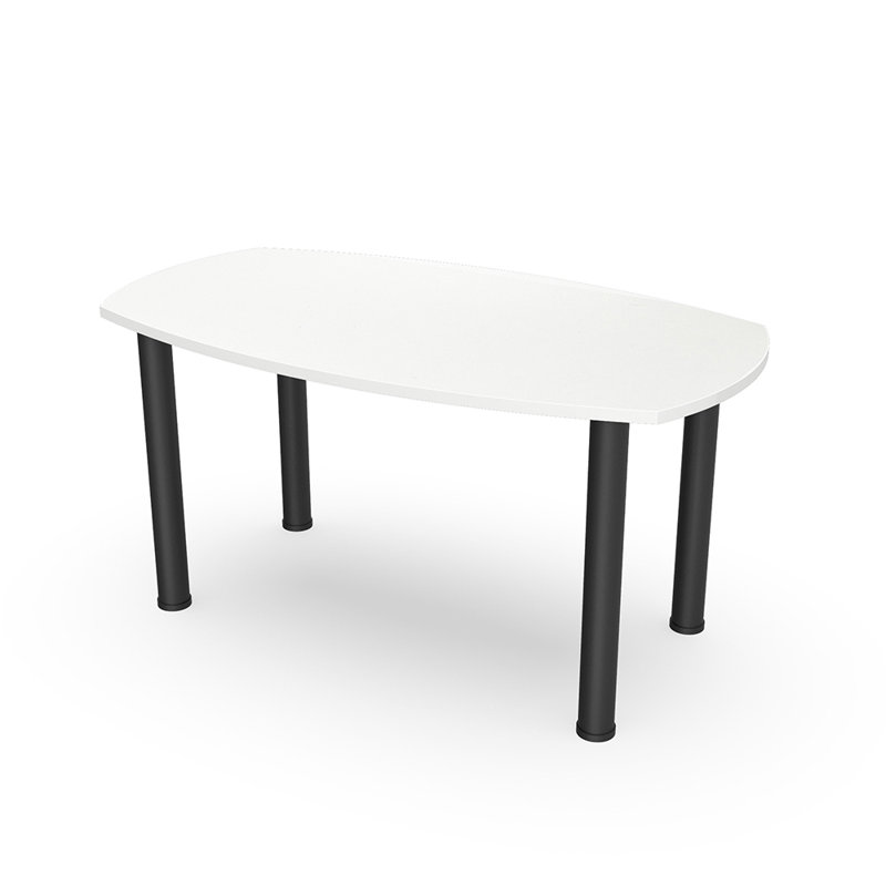 Table de conférence Pavert, L 60 po x l 36 po, Blanc classique, Noir mat