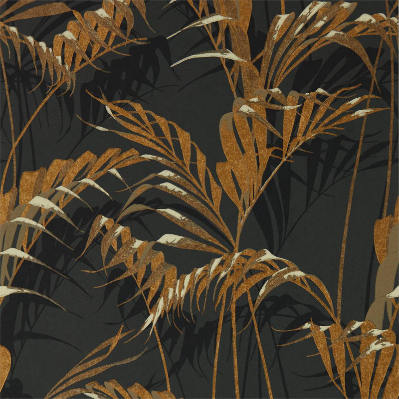 Palm House Wallpaper, Charcoal/Gold