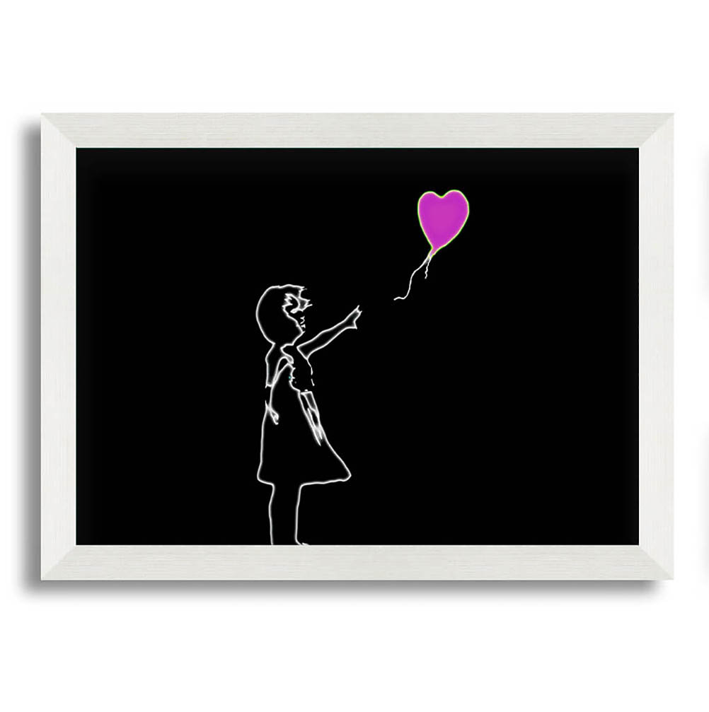 Gerahmtes Leinwandbild Love Balloon Black Pink