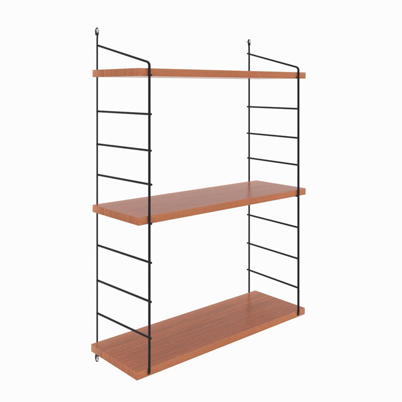 Modern Wall Shelf, Walnut Finish, 28.3 x 33.5 x 7.9 inches | 100% Melamine Coated Particle Board, Metal Bracket, Thickness: 0.7 inches | Assembled, Stylish & Functional for Home or Office, Industrial Design