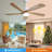 52 Inch Ceiling Fan With Dimmable LED Light 5 Solid Wood Blades Remote Control Reversible DC Motor With Smart Remote Control-80912444
