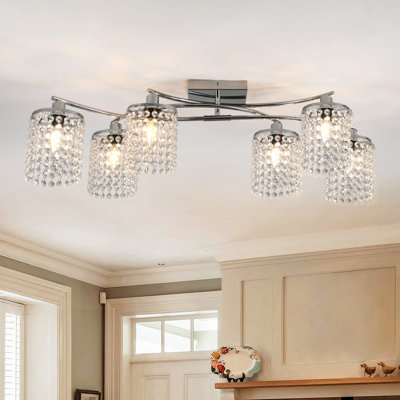 Plafonnier encastré à intensité variable en cristal 6 lumières 35,03 po