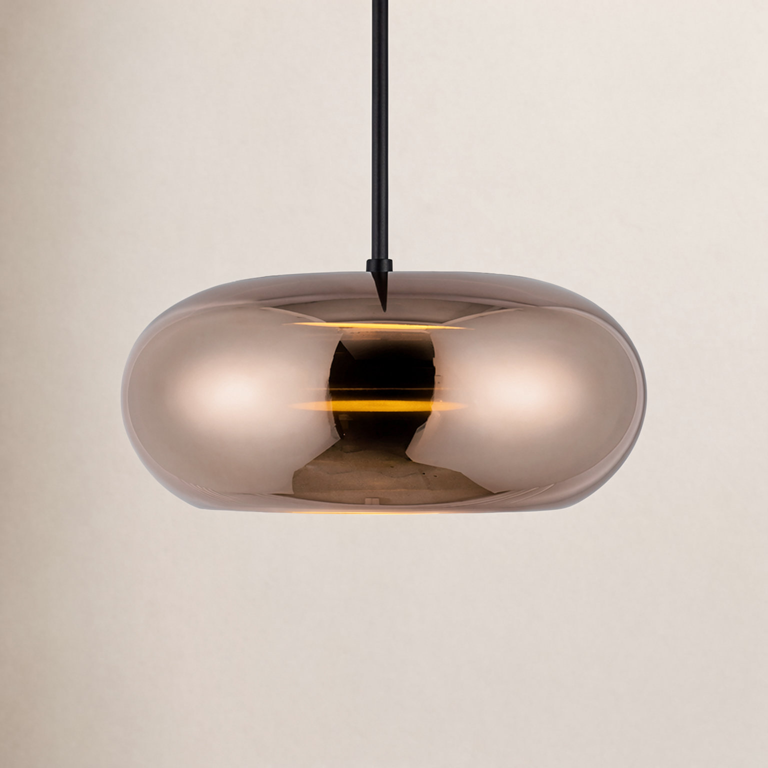 1-Light Single Drum LED Pendant, Copper